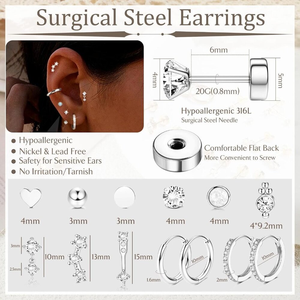 Comfortable Flat Back Earrings For Multiple Pierc… - image 6